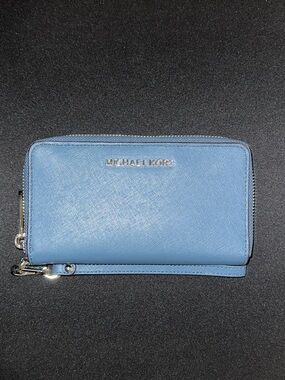 Michael Kors Blue-Teal Zip Wallet with Wristlet